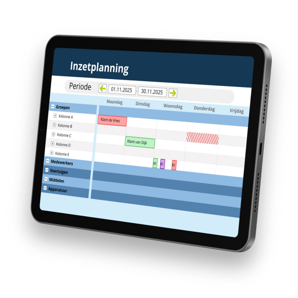 Digitale Einsatzplanung auf Tablet für Teams und Ressourcen