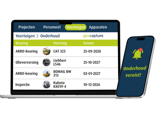 Digitale Fahrzeugwartung mit Prüf- und Inspektionsterminen sowie Wartungserinnerung in der geocapture App