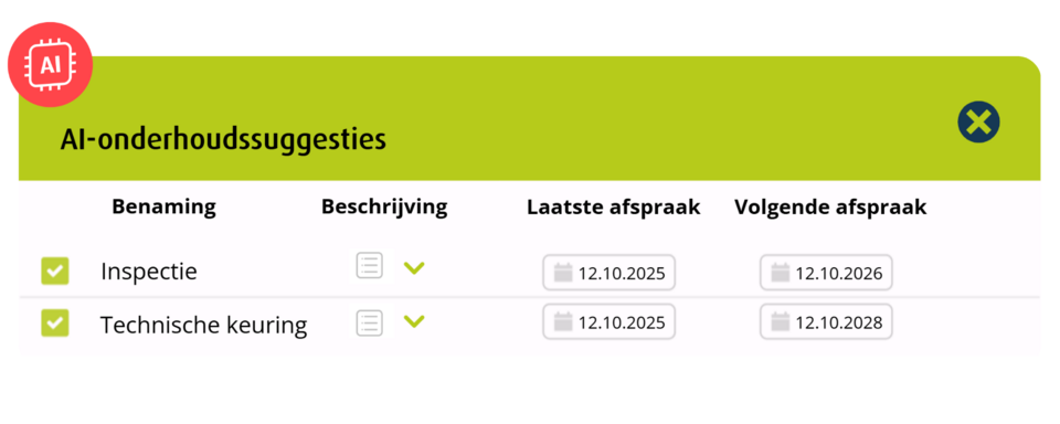 AI-onderhoudssuggesties in het geoCapture portaal