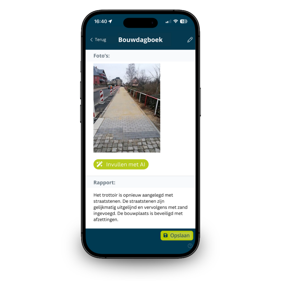 Digitales Bautagebuch in der geoCapture App mit Foto-Dokumentation auf dem Smartphone