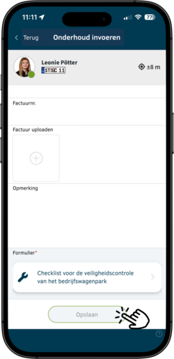 Weergave van een beveiligingscontrole uitgevoerd in de geoCapture app