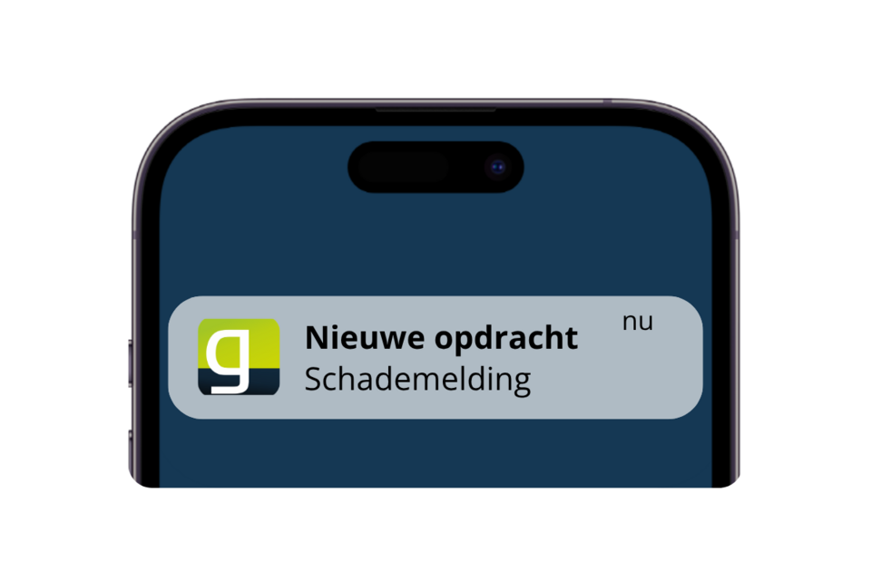Pop-up melding van een schademelding op de mobiele telefoon