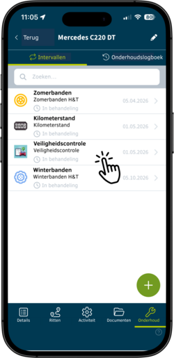 Bekijk de onderhoudsgeschiedenis van een voertuig in de geoCapture app