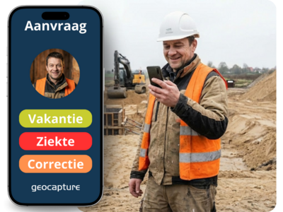 Mitarbeiter stellt Urlaubs- oder Krankheitsantrag per App auf der Baustelle