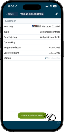 Weergave van een veiligheidscontrole in de geoCapture app