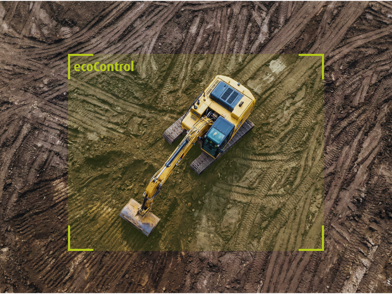 Graafmachine die door ecoControl van geoCapture wordt geregistreerd