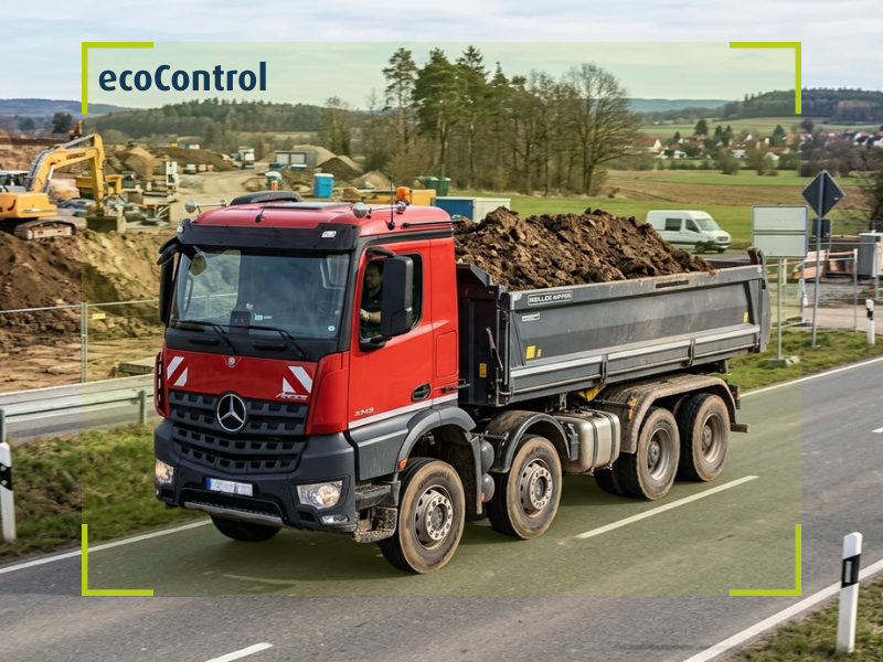 Een rode kiepwagen met laadbak, gegenereerd door AI